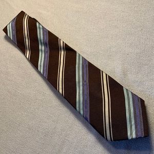 All silk Giorgio Armani brown with blue striped tie